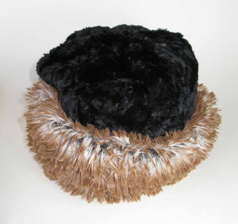 Faux Fur Beanie in Red Fox and Black